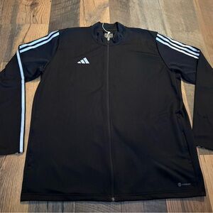 adidas Black Track Jacket with White Stripe Accents